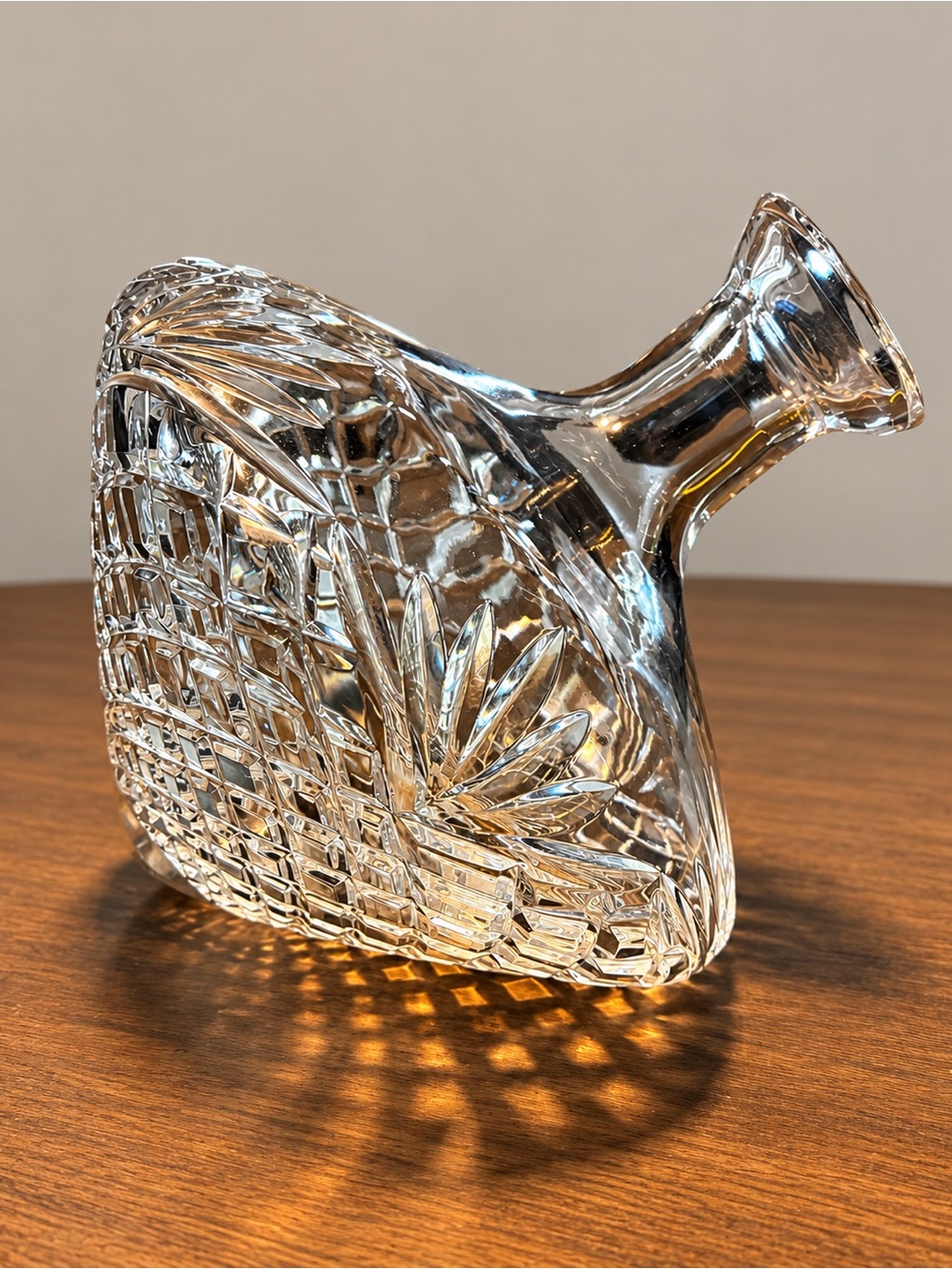 Vintage Heavy Cut Crystal Decanter Diamond & Fan Pattern